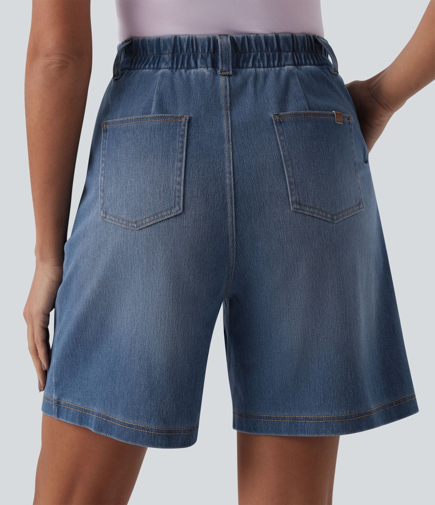 Halara Flex™ Short ample plissé en denim taille haute avec poches