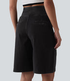 Halara Flex™ Short ample en jean décontracté taille haute 25 cm avec poches