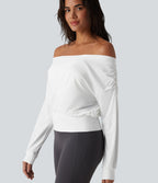 Haut de sport yoga épaules dénudées manches longues oversize effet frais InstantCool séchage rapide