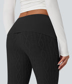 Pantalon décontracté évasé en maille pull taille basse repliable