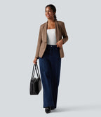Blazer tailleur daim col châle avec poches