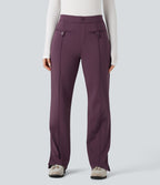 Pantalon tailleur thermique SoftlyZero™ Plush coupe droite ourlet fendu taille mi-haute avec poches