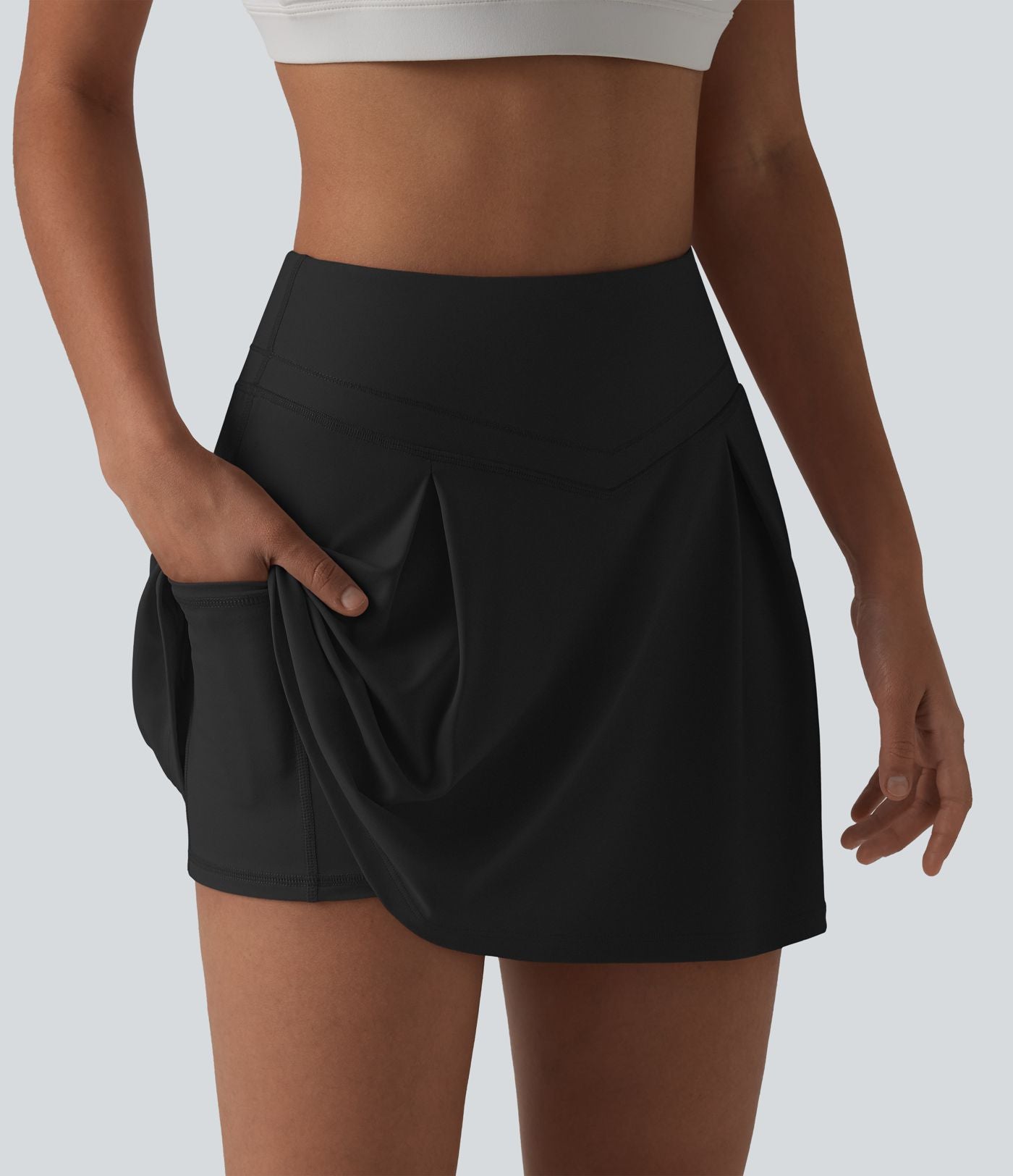 Jupe de sport 2-en-1 SoftlyZero™ Airy, taille mi-haute, effet ventre plat, froncée, avec poches - Protection solaire UPF50+
