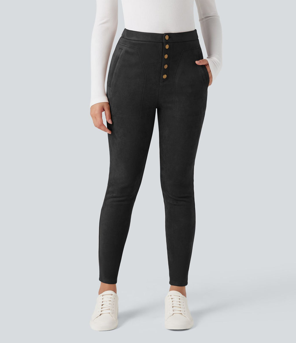 Legging suédine taille haute avec poches