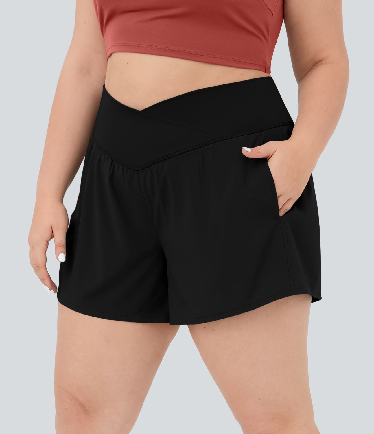 Breezeful™ Short 11,3cm De Yoga 2 En 1 Taille Haute Avec Poche Latérale Croisée Et Séchage Rapide