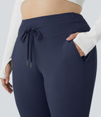 Jogging grande taille SoftlyZero™ Airy taille haute avec cordon de serrage poches latérales longueur complète effet frais InstantCool, protection solaire UPF50+