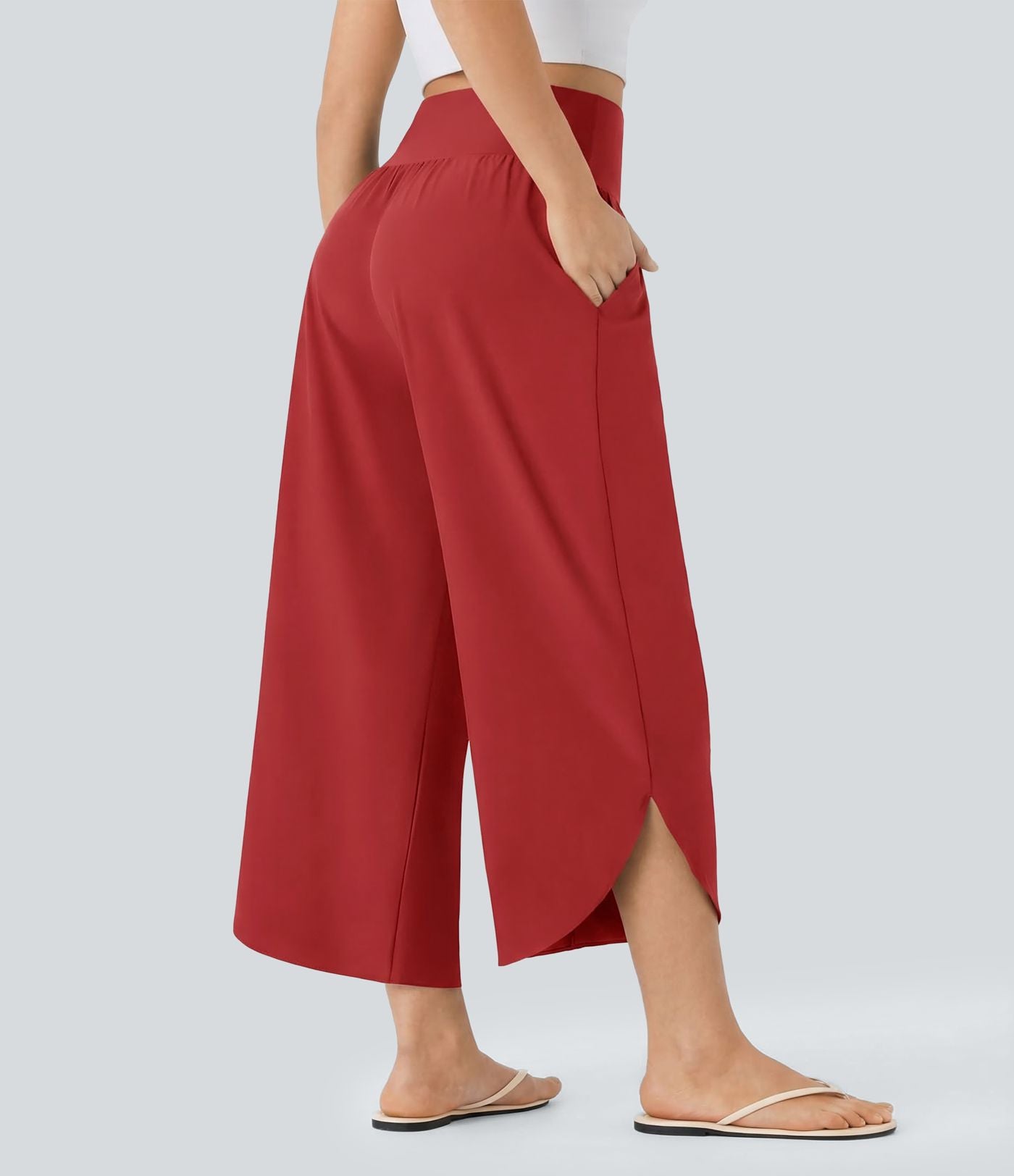 Pantalon fluide resort Breezeful™ à séchage rapide, coupe fendue et effet ventre plat