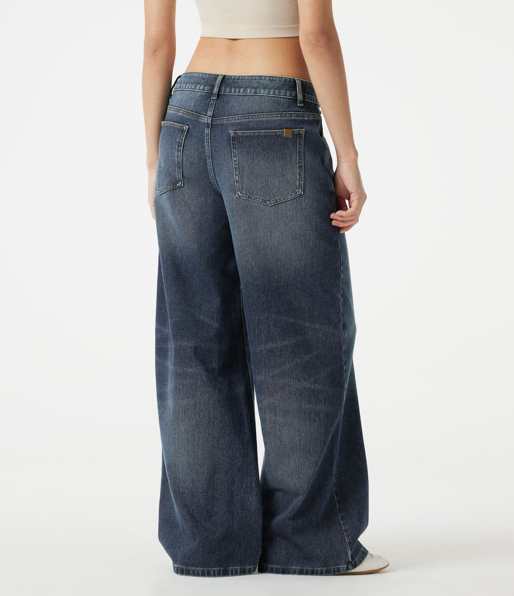 Jean baggy Halara Flex™ taille basse délavé asymétrique avec poches