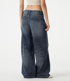 Jean baggy Halara Flex™ taille basse délavé asymétrique avec poches