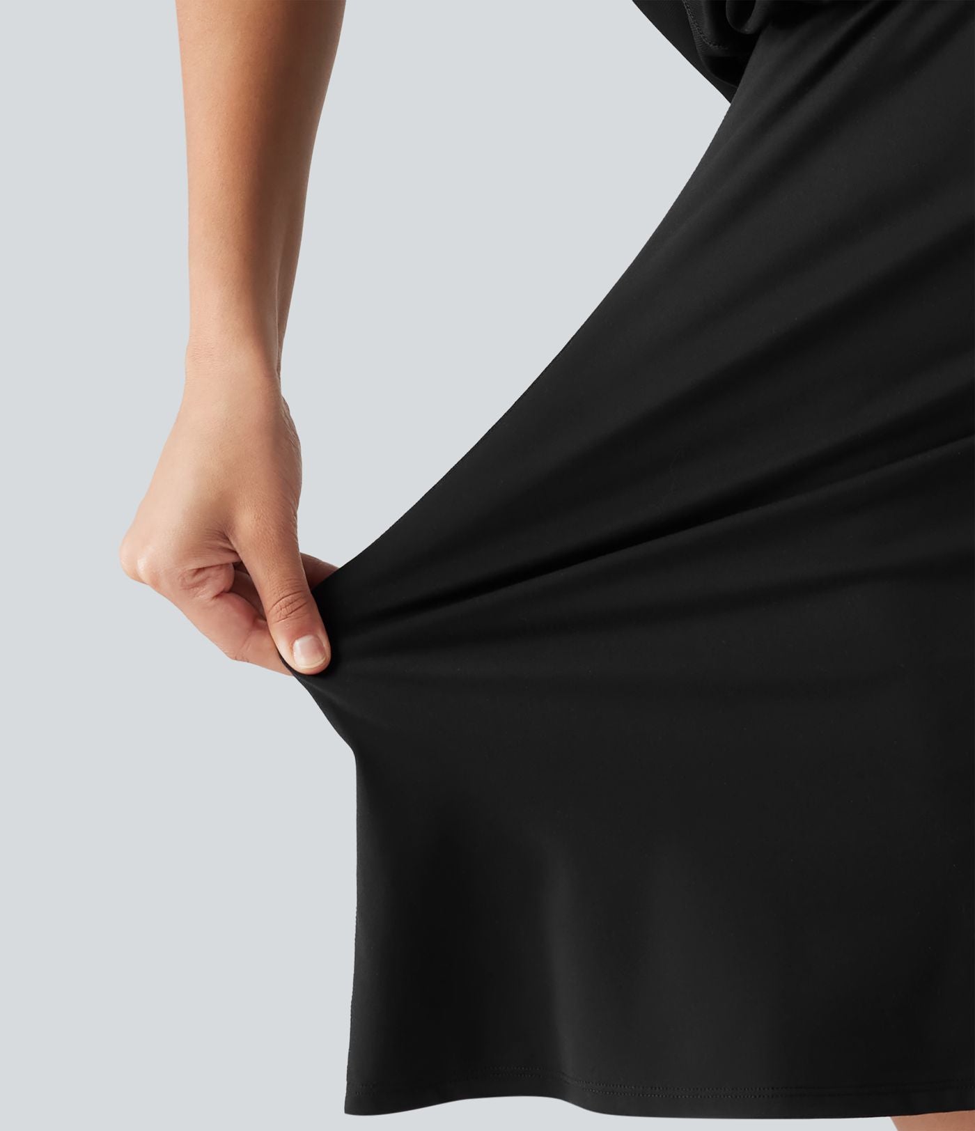 Robe-short mini SoftlyZero™ Plush pour le yoga à encolure bateau, manches courtes et poches - Easy Peasy