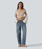 Jean Barrel 7/8 Halara Flex™ casual taille basse jambes tonneau avec poches
