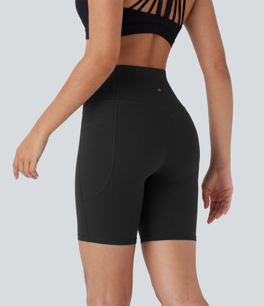 Short cycliste 17,5 cm d'entraînement gainant galbant taille haute avec poches Halara UltraSculpt™