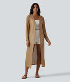 Manteau long casual crochet maille manches longues