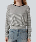 T-shirt rayé col rond manches longues