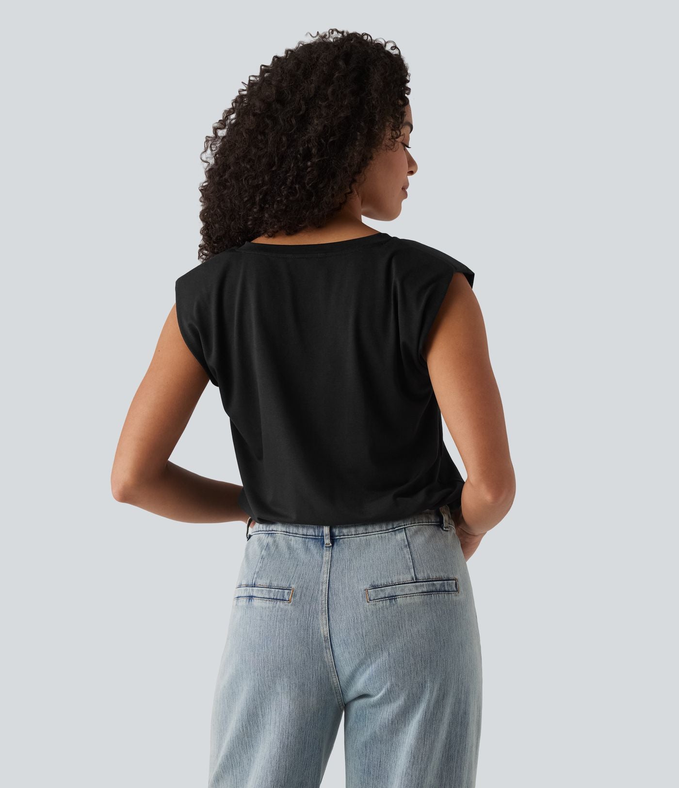 Body décontracté col V manches courtes avec épaulettes