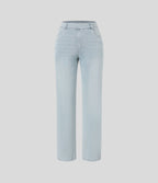 Jean droit Halara Flex™ à taille haute, poches multiples, effet délavé et tissu extensible