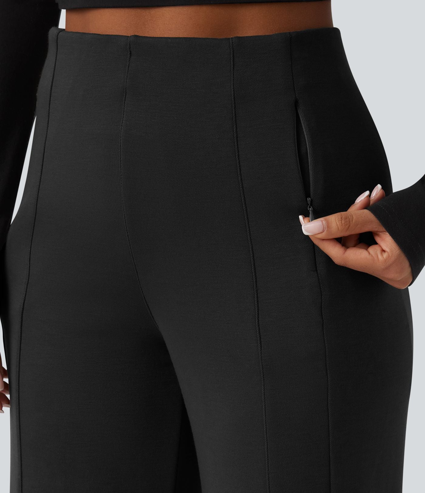 Pantalon casual SpacerTek™ large taille haute avec poches zippées