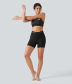 Short de yoga cycliste Halara UltraSculpt™ en dentelle contrastée taille haute et coupe en V, 12,5 cm, avec poches