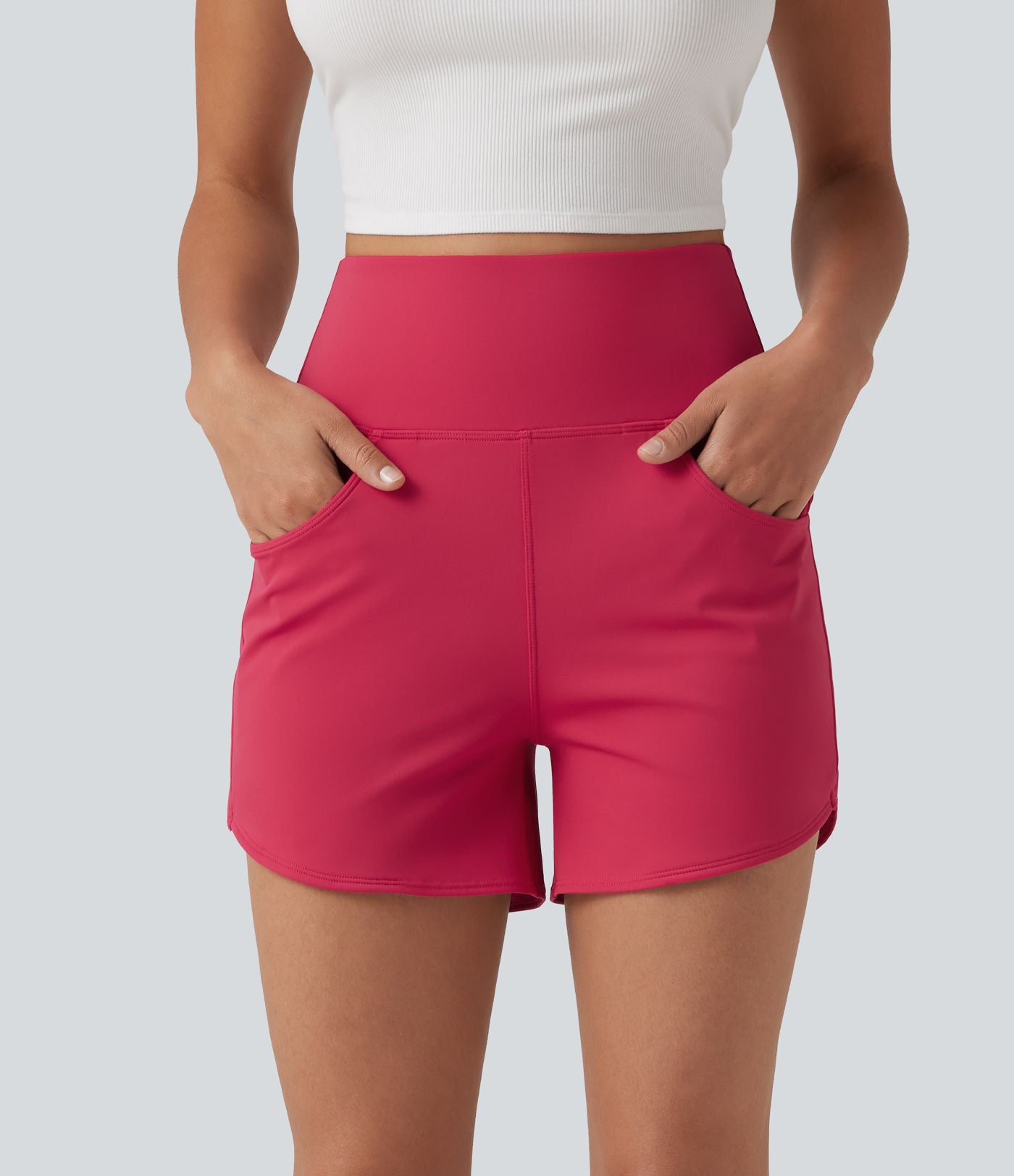 Short décontracté SoftlyZero™ Airy taille haute coupe ajustée à ourlet arrondi, avec poches, 10 cm