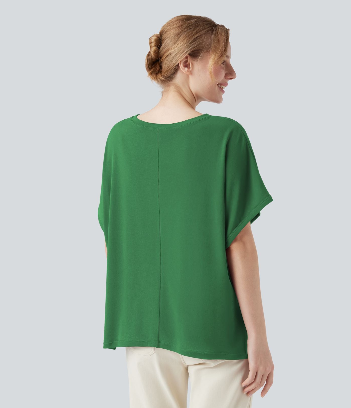 T-shirt col rond manches chauve-souris coupe décontractée