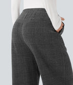 Pantalon tailleur droit Halara Flex™ taille mi-haute à carreaux avec cordon et poches