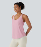 Débardeur yoga dos nu col U avec bretelles croisées, ourlet arrondi et effet frais InstantCool, protection solaire UPF50+
