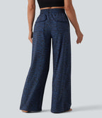 Pantalon danse taille mi-haute imprimé léopard avec poches