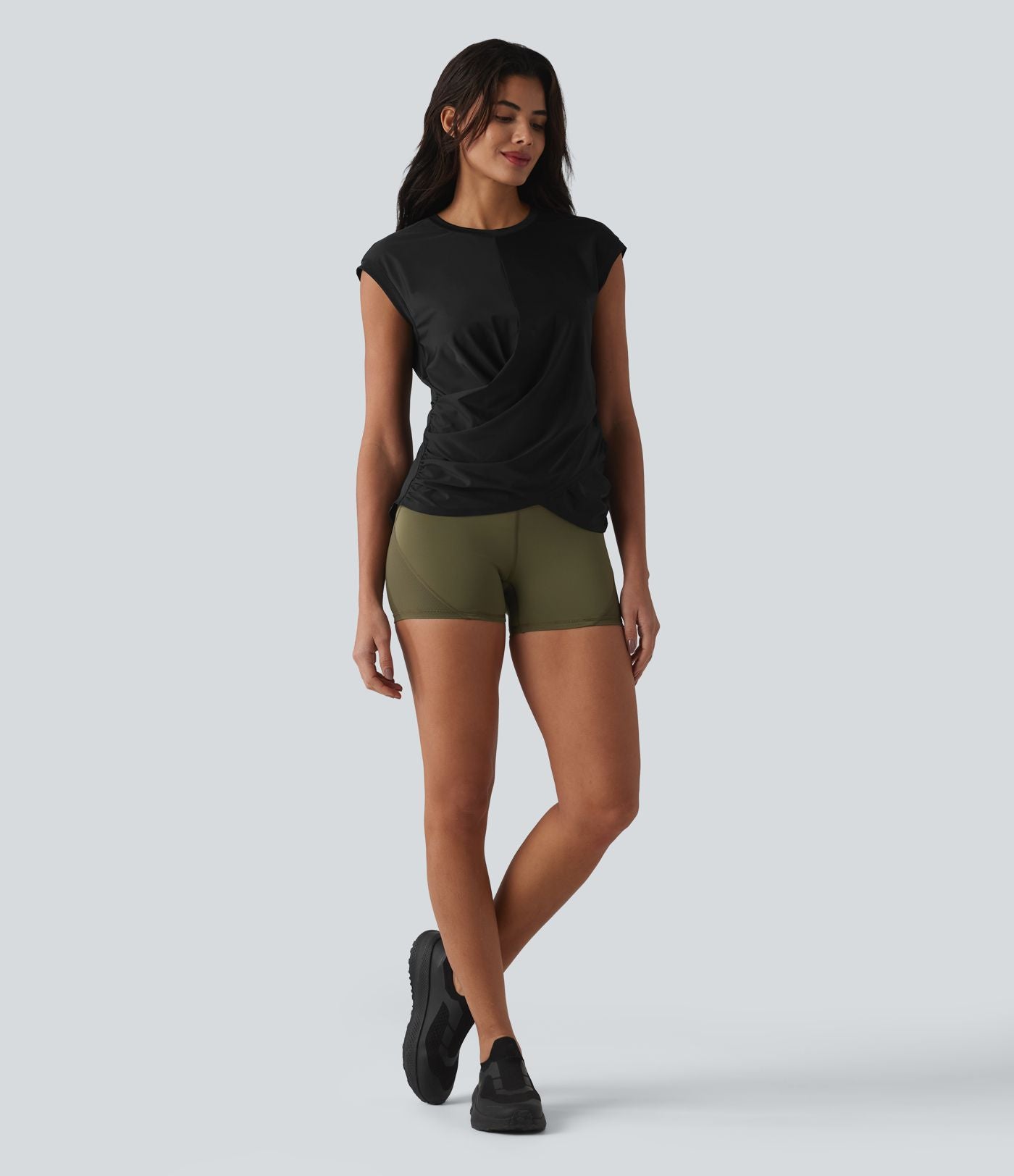 Haut de sport running col rond manches courtes ourlet croisé effet frais InstantCool séchage rapide, protection solaire UPF50+