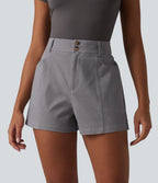 Short tailleur chino taille haute en coton, coupe ample, avec poches