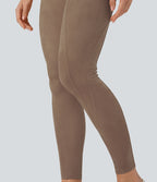 Legging décontracté 7/8 effet daim taille haute gainant avec poches