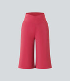 Pantacourt de yoga Cool Touch Softlyzero™ aérien à taille haute croisée, jambe large et poches