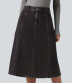 Jupe en jean midi casual Halara Flex™ taille mi-haute avec poches