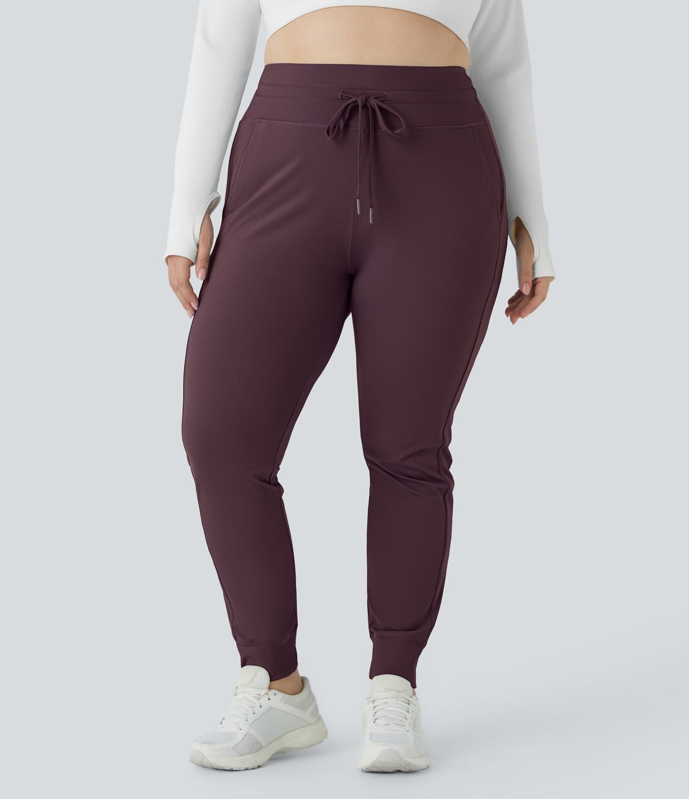 Jogging grande taille SoftlyZero™ Airy taille haute avec cordon de serrage poches latérales longueur complète effet frais InstantCool, protection solaire UPF50+