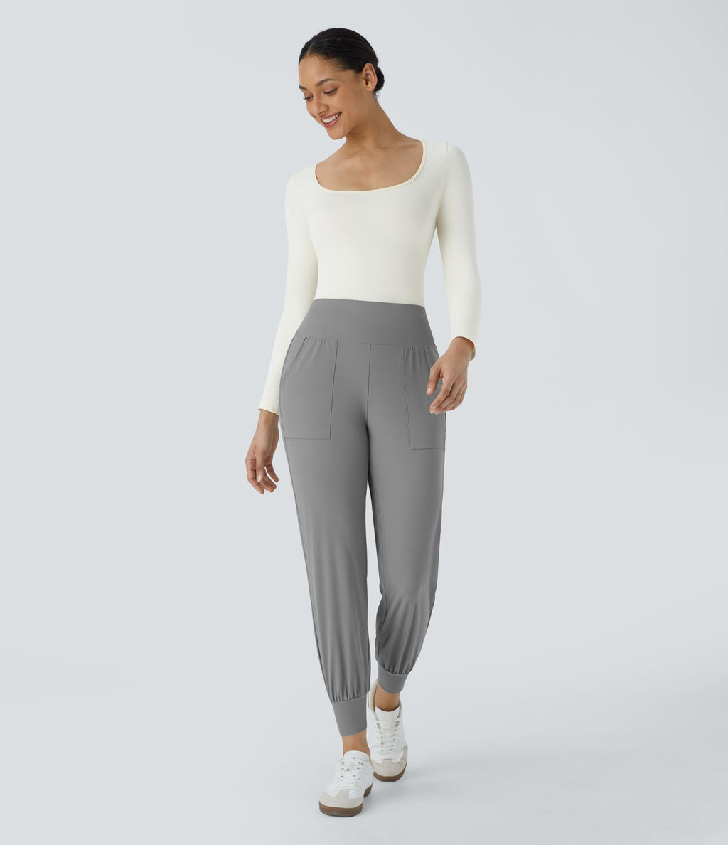 Jogging Casual Uni Taille Haute Poche Latérale