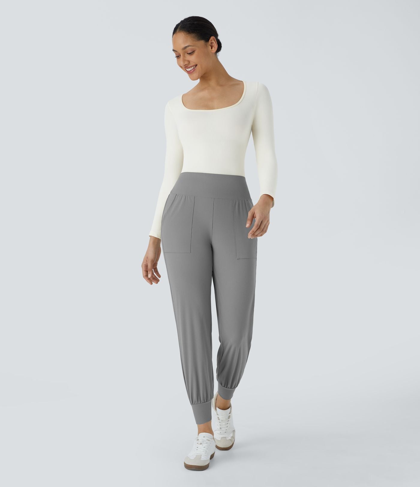 Jogging Casual Uni Taille Haute Poche Latérale