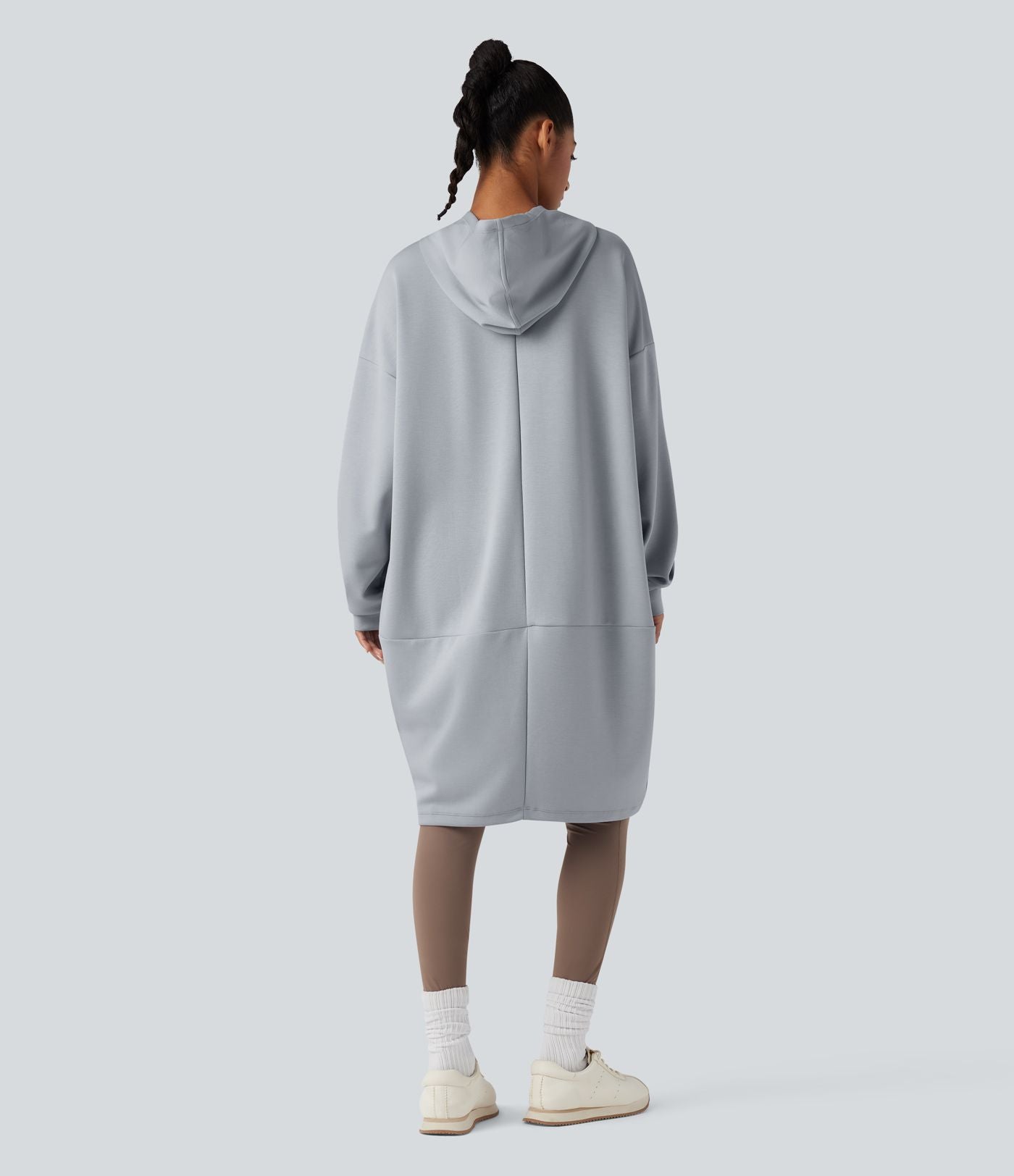 Sweat long à capuche manches longues avec poches