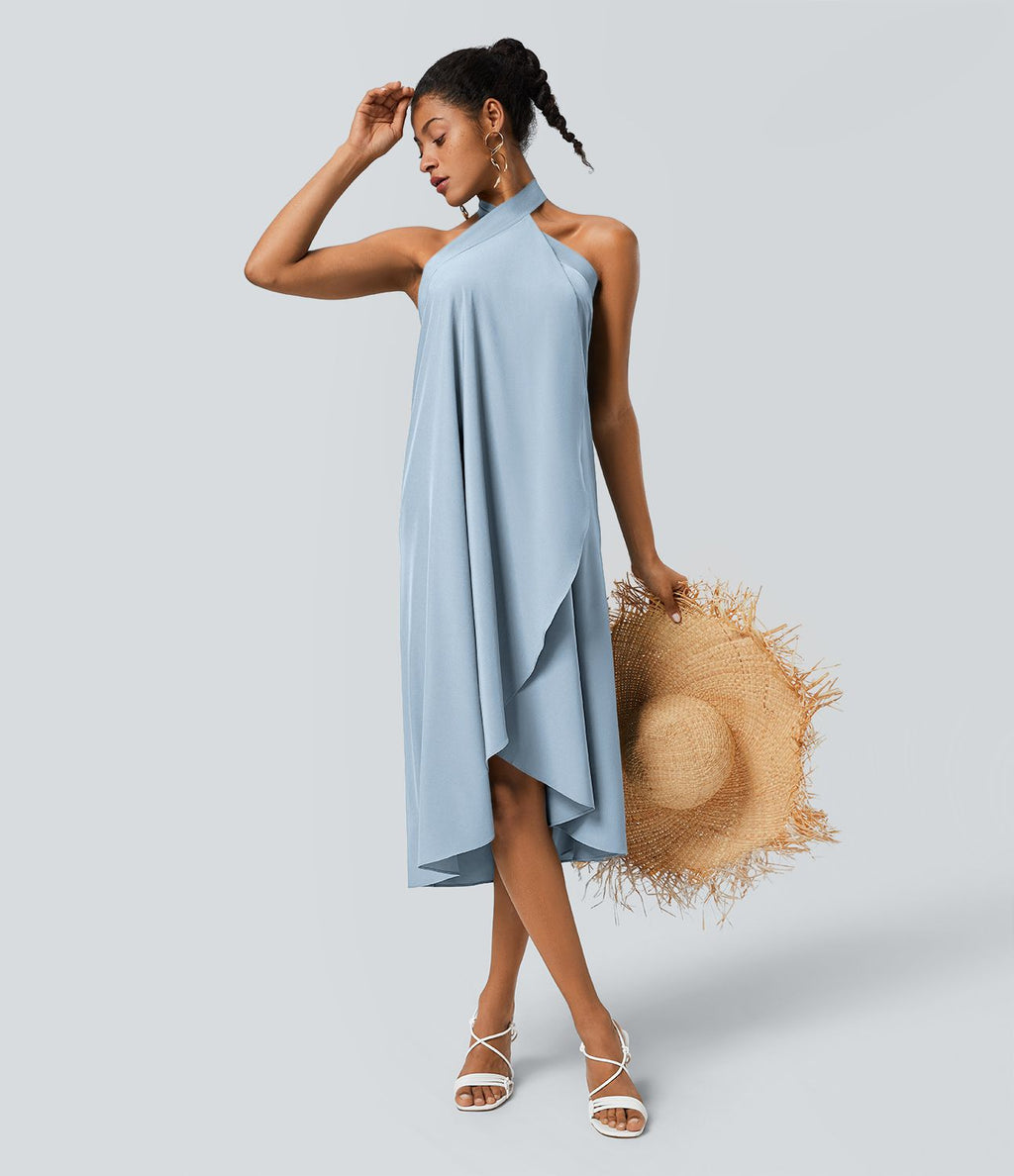 Jupe fluide de Vacances Breezeful™ Séchage Rapide Taille Haute Dos Noué Torsadé