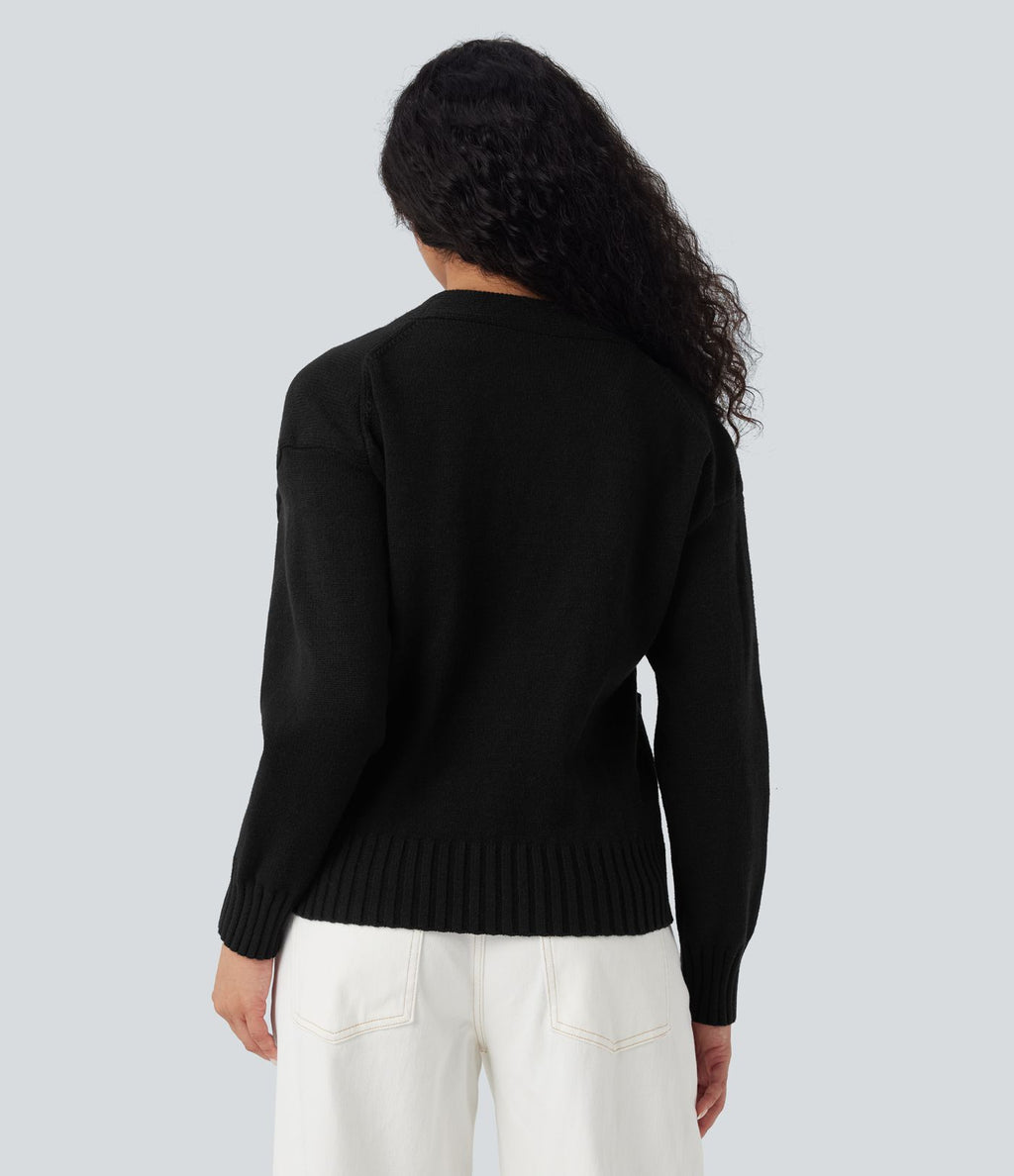 Cardigan tailleur col V manches longues avec poches