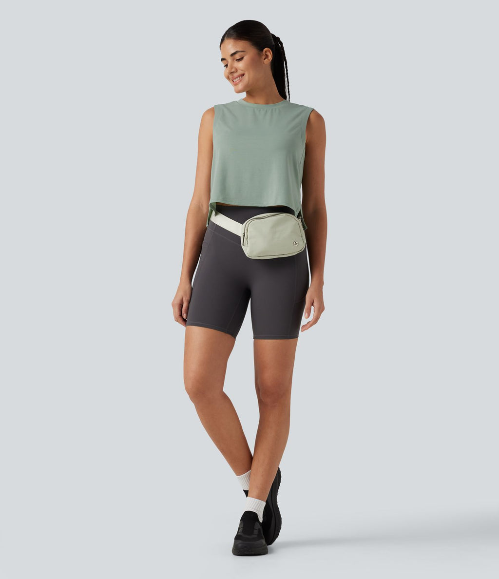 Débardeur de sport, col rond, ourlet asymétrique haut-bas, séchage rapide