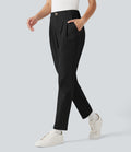 Pantalon coton coupe ajustée taille haute avec poches