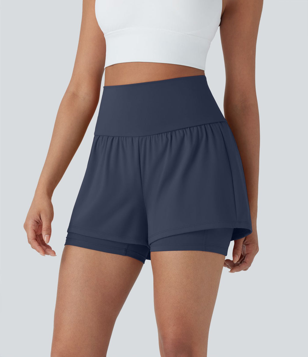 Short de yoga 2-en-1 SoftlyZero™ Airy taille très haute effet frais InstantCool 12,5 cm avec poches