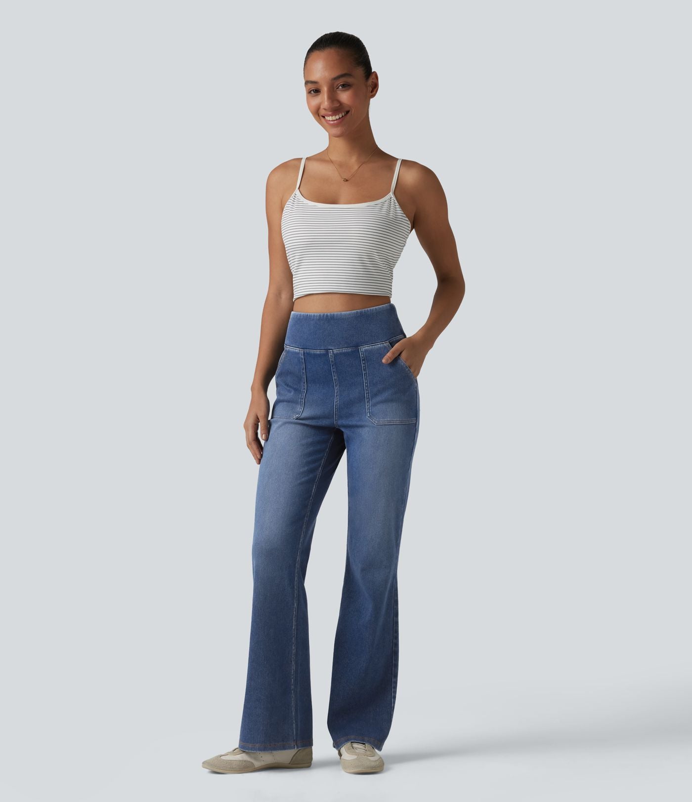 Halara Flex™ Jean bootcut casual taille haute ventre plat avec poches