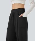 Pantalon de yoga taille haute coupe droite avec poches