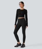 Haut de sport yoga court col rond à manches longues avec découpes sans couture OneForm Seamless Flow