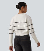 Cardigan casual col rond à manches longues à rayures