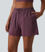 Bas de bikini 2-en-1 taille haute avec cordon de serrage et poches 7,5 cm