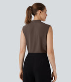 Blouse sans manches col V pour le bureau