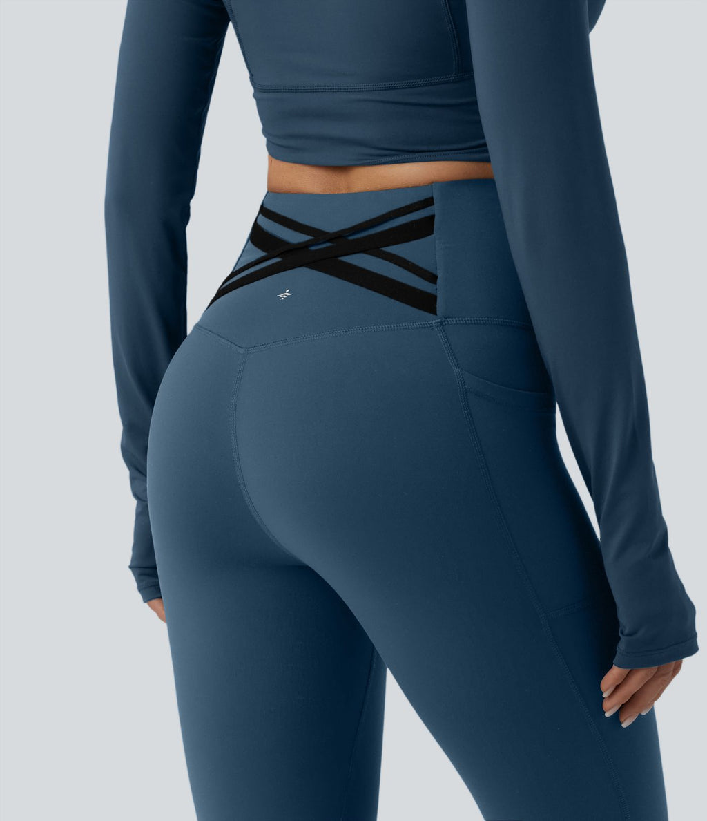 Halara Ultrasculpt™ Legging de running gainant taille haute dos croisé avec poches