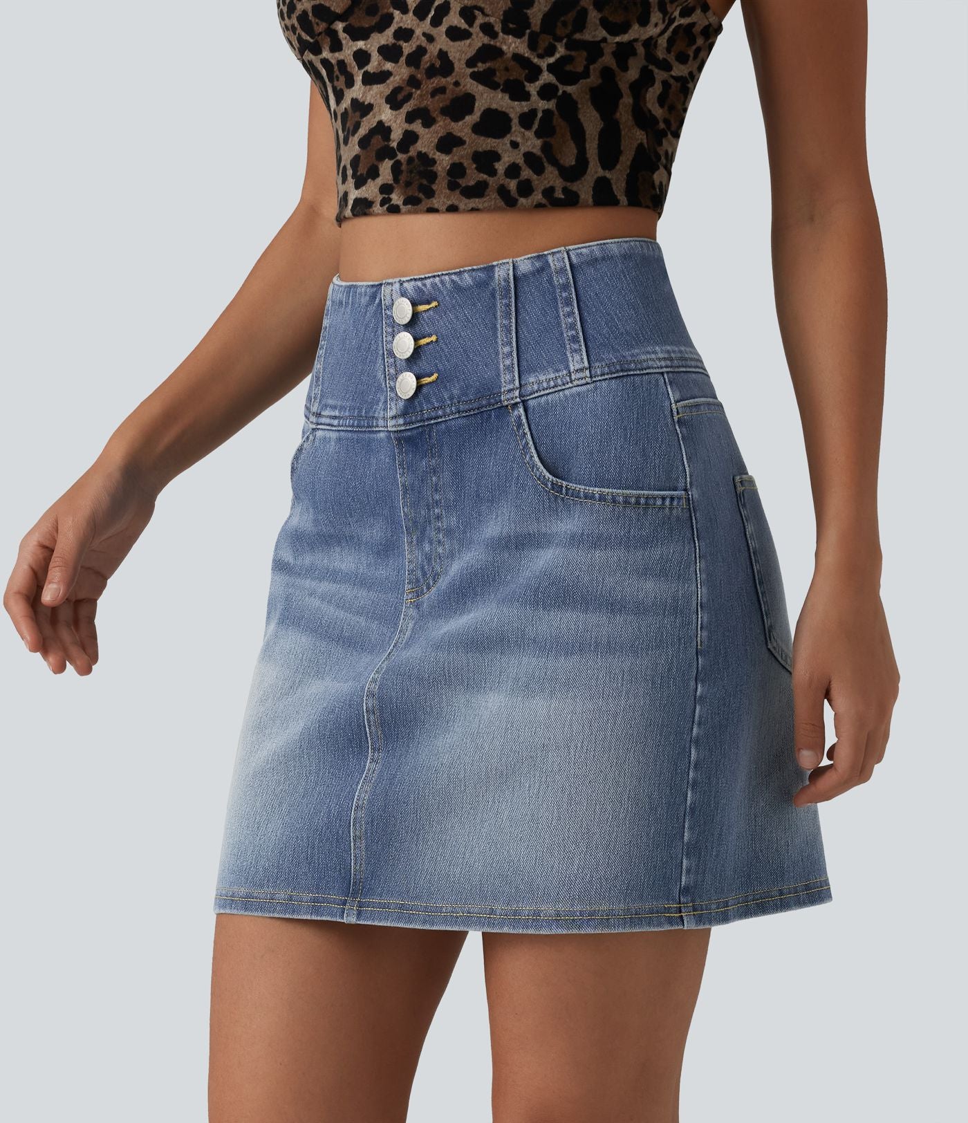 Halara Flex™ Jupe mini décontractée en jean taille haute avec poches