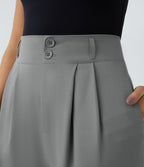 Pantalon de travail Halara Flex™ droit froncé avec poche zippée, taille haute